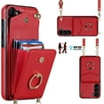 thumbnail image 1 of Dteck for Samsung Galaxy S22+ Plus Case Wallet with RFID Blocking Card Holder Slots Metal Ring Holder PU Leather Shockproof Protective Cover with Wrist Strap Shoulder Strap for Samsung S22 Plus,Red, 1 of 9