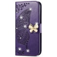 thumbnail image 1 of Dteck for Samsung Galaxy S22 Plus Case Wallet for Women, Flip Folio Cover with Butterfly Embossed Diamond PU Leathe Stand Card Holder Protective Case with Wrist Strap,Deep Purple, 1 of 6