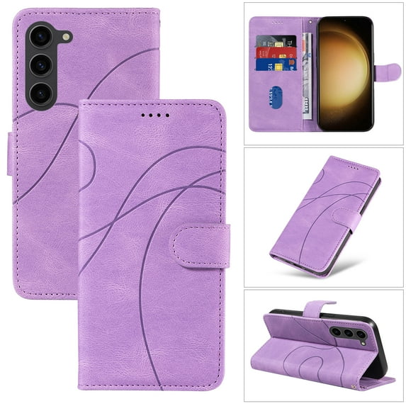 Dteck for Samsung Galaxy S22 Plus Wallet Case, Premium PU Leather Flip Folio Card Holders Kickstand Book Folding Case with Detachable Wrist Strap Shockproof Protective Cover, purple