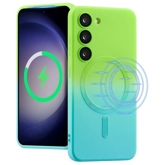 Dteck for Samsung Galaxy S22+ / S22 Plus Case Compatible with MagSafe, Gradient TPU Shockproof Non-Slip Protective Slim Cover with Camera Lens Protector 6.6 Inch,Green BLue