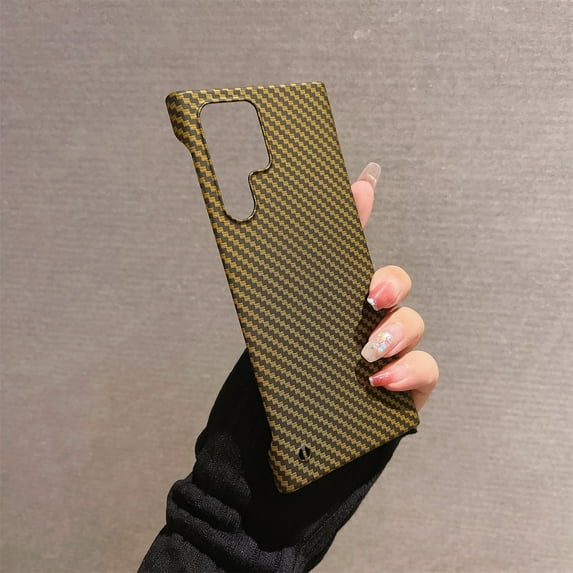 Dteck for Samsung Galaxy S22 Ultra 6.8" 2022 Case, Premium Slim TPU Anti-Drop & Borderless Carbon Fiber Durable Shockproof Protective Case for S22 Ultra Ladies Women Wen, Gold