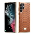 thumbnail image 1 of Dteck for Samsung Galaxy S22 Ultra 6.8 inch 2022 Case, Premium PU and TPU Python Plating Back Cover All-Round Protection Shockproof Protective Case for S22 Ultra Ladies Women Men, Brown, 1 of 7
