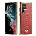 thumbnail image 1 of Dteck for Samsung Galaxy S22 Ultra 6.8 inch 2022 Case, Premium PU and TPU Python Plating Back Cover All-Round Protection Shockproof Protective Case for S22 Ultra Ladies Women Men, Red, 1 of 7