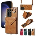 thumbnail image 1 of Dteck for Samsung Galaxy S22 Ultra Case 5G 6.8 inch, Minimalist Wallet Case with Ring Kickstand and Shoulder Strap, Shockproof Stylish Protective Cover for Galaxy S22 Ultra,Brown, 1 of 9