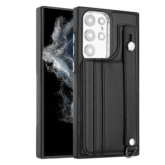 Dteck for Samsung Galaxy S22 Ultra Case, Galaxy S22 Ultra Wallet Case with Kickstand Leather Card Holder, Phone Protective Back Cover for Samsung S22 Ultra,Black