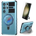 thumbnail image 1 of Dteck for Samsung Galaxy S22 Ultra Case with Magnetic Invisible Stand, Compatible with MagSafe,Glass Screen Protector + Camera Protector Shockproof Rugged Case for Samsung Galaxy S22 Ultra,Blue, 1 of 8