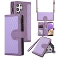 thumbnail image 1 of Dteck for Samsung Galaxy S22 Ultra Case, Samsung S22 Ultra Wallet Case with 9 Card Slots, PU Leather Magnetic Flip Zipper Purse Wristlet Strap Crossbody Lanyard Kickstand Phone Case,Purple, 1 of 9