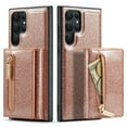 thumbnail image 1 of Dteck Samsung Galaxy S22 Ultra Case Wallet for Women Glitter PU Leather S22 Ultra Case with Magnetic Detachable Card Holder Wallet with Zipper Pocket Kickstand Shockproof Cover,Rosegold, 1 of 10