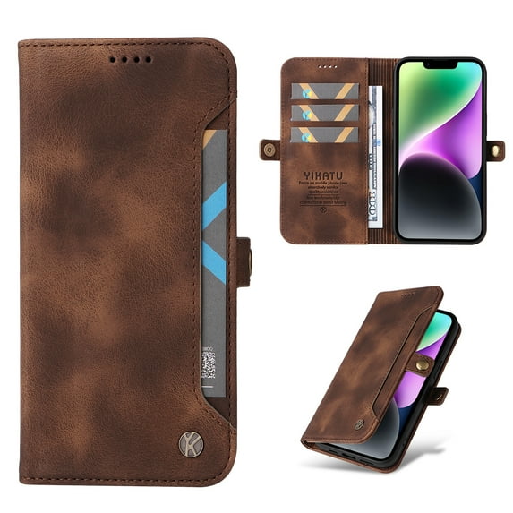 Dteck for Samsung Galaxy S22 Ultra Wallet Case with RFID Blocking Credit Card Holder, Flip Folio Book PU Leather Phone Shockproof Cover Women Men, Brown