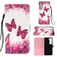 thumbnail image 1 of Dteck Samsung Galaxy S23 Case 3D PU Leather Wallet Flip Protective Phone Case with Wrist Strap Card Slots Holder Pocket Cover for Samsung Galaxy S23, Rose Butterfly, 1 of 6