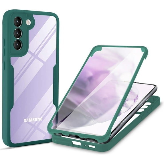 Dteck for Samsung Galaxy S23 Case with Built in Screen Protector, Lightweight Slim TPU Hybrid Shockproof Full Body Protective Case S23 Clear Cover 6.1 Inch,Green