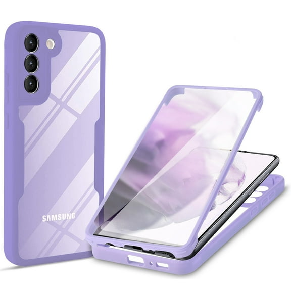 Dteck for Samsung Galaxy S23 Case with Built in Screen Protector, Lightweight Slim TPU Hybrid Shockproof Full Body Protective Case S23 Clear Cover 6.1 Inch,Purple