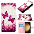 thumbnail image 1 of Dteck Samsung Galaxy S23 FE Case 3D PU Leather Wallet Flip Protective Phone Case with Wrist Strap Card Slots Holder Pocket Cover for Samsung Galaxy S23 FE, Rose Butterfly, 1 of 7