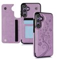 thumbnail image 1 of Dteck for Samsung Galaxy S23 FE Case with Card Holder,Flower Magnetic Back Flip Case for Samsung Galaxy S23 FE Wallet Case for Women,Protective Case Phone Case for Samsung Galaxy S23 FE 5G,Purple, 1 of 9