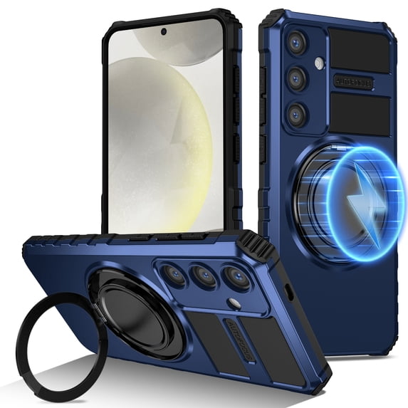 Dteck for Samsung Galaxy S23 FE Case with Rotating Ring Stand, Compatible with MagSafe, Heavy Duty Magnetic Phone Case for Samsung Galaxy S23 FE 5G,Blue