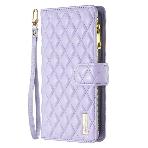 Dteck for Samsung Galaxy S23 FE Wallet Case with Card Holder, Sturdy PU Leather Case for Women Men Magnetic Flip Zipper Wristlet Strap Kickstand Phone Case for Galaxy S23 FE 5G,Purple
