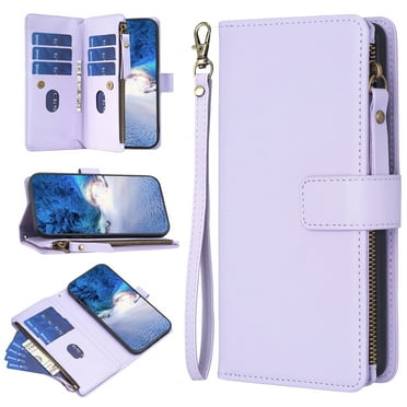 Dteck for Samsung Galaxy S23 Magnetic Wallet Case, RFID Blocking Wallet Case for Women and Men with 9 Credit Card Holder Zipper Handbag Pocket PU Leather Protective Cover Case, purple