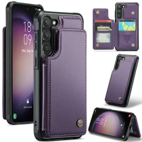 Dteck for Samsung Galaxy S23 Plus Case with Card Holder, Magnetic Durable Leather Wallet Case for Women Men with RFID Blocking Kickstand Shockproof Cover for Galaxy S23+,Purple