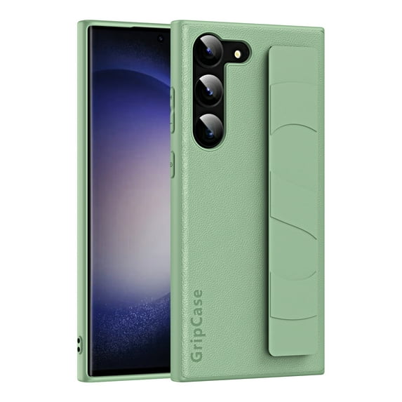 Dteck for Samsung Galaxy S23+ Plus Case, Hybrid TPU Bumper PC Back with Leather Texture Shockproof Rugged Case with Wristlet Band for Samsung Galaxy S23+ 6.6 Inch,Green