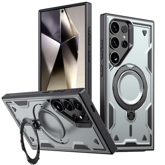 Dteck for Samsung Galaxy S23 Plus Case, Magnetic for Car Holder Mount Holder 360 Degree Rotated Kickstand Ring Heavy Duty Protection Hard Rugged Protective Phone Cover, Gray