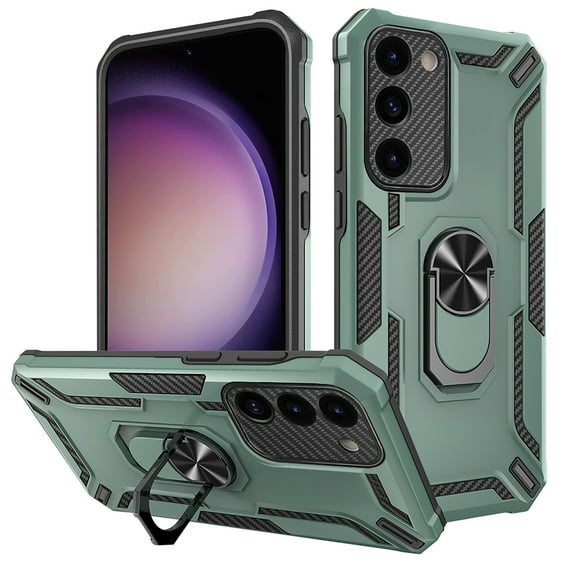 Dteck for Samsung Galaxy S23 Plus Case, Magnetic Rotated Kickstand Military Grade Hybrid Shockproof Rugged Heavy Duty Protective Cover for Galaxy S23 Plus 5G,Darkgreen