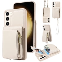 Dteck for Samsung Galaxy S23 Plus Case with RFID Blocking Card Holder, Galaxy S23 Plus Crossbody Wallet Case Shockproof Purse PU Leather Protective Back Cover 6.6 Inch,White