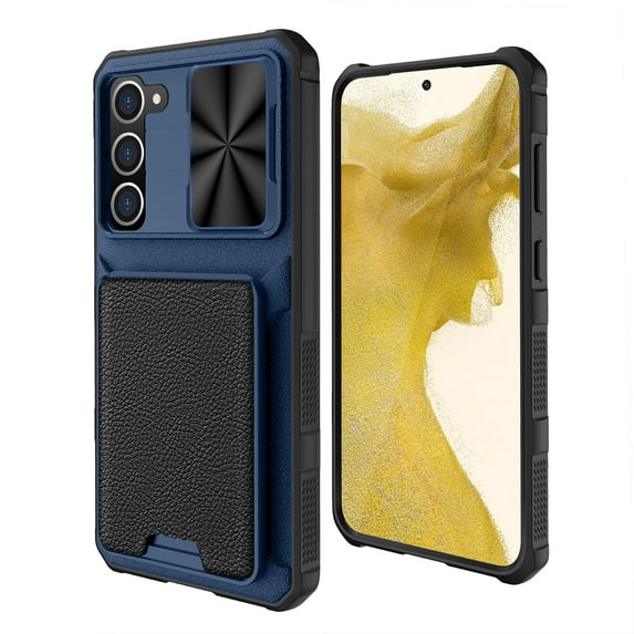 Dteck for Samsung Galaxy S23 Plus Detachable Wallet Case with Card Holder, Military Grade Protection Sliding Camera Cover Magnetic Wallet Credit Cards Rugged Phone Cover for Galaxy S23+, blue