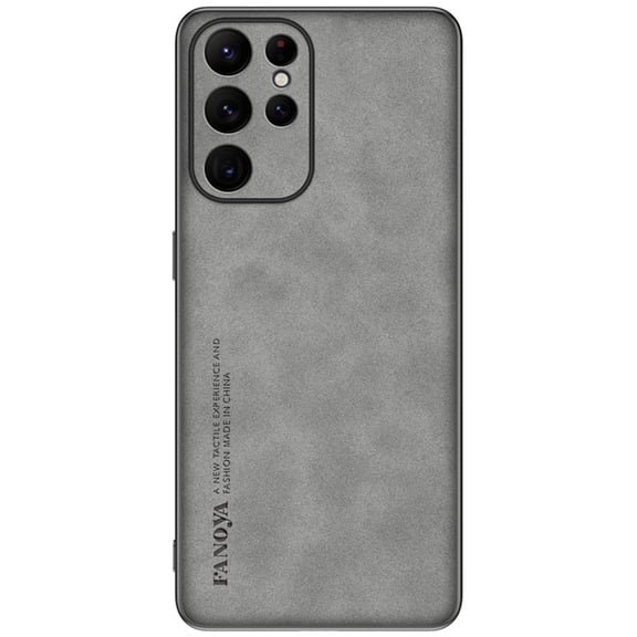 Dteck for Samsung Galaxy S23 Plus Slim Back Case, Luxury Shockproof Business Retro Premium PU Leather Hybrid Case Cover, Anti-Drop Protective Cover with Lens Protection,Gray