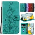 thumbnail image 1 of Dteck for Samsung Galaxy S23+/Plus Wallet Case,Premium PU Leather Embossed Pattern Folio Flip Case with Card Holders Wrist Strap Kickstand,Folio Purse Cover for Samsung Galaxy S23+,Green Lily, 1 of 6