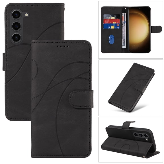 Dteck for Samsung Galaxy S23 Plus Wallet Case, Premium PU Leather Flip Folio Card Holders Kickstand Book Folding Case with Detachable Wrist Strap Shockproof Protective Cover, black