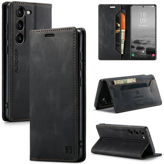 Dteck for Samsung Galaxy S23 Plus Wallet Case,Soft PU Leather Flip Case Magnetic Stand Flip Protective Cover Leather Case with ID & Credit Card Slots Holder Case for Samsung Galaxy S23+,Black