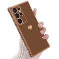 thumbnail image 1 of Dteck for Samsung Galaxy S23 Ultra 6.8 inch Case, Love Heart Plating Girly Women Cute Luxury Lens Protection Soft TPU Bumper with 4 Corners Shockproof Protection Cover Case, Brown, 1 of 7