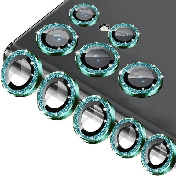 Dteck for Samsung Galaxy S23 Ultra Camera Lens Protector Accessories Cover Camera Screen Protector Tempered Glass for Samsung Galaxy S23 Ultra Aluminum Edge Metal Case Friendly,Glitter Green