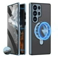 thumbnail image 1 of Dteck for Samsung Galaxy S23 Ultra Case with Built-in Screen Protector, Magnetic Adsorption Metal Bumper with Safety Lock 360 Full Body Shockproof Mag Safe Stand Glass Cover,Blue, 1 of 7