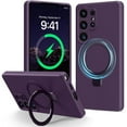 thumbnail image 1 of Dteck for Samsung Galaxy S23 Ultra Case with Stand,Slim Liquid Silicone Phone Cases for Samsung Galaxy S23 Ultra Compatible with MagSafe Magnetic Ring Kickstand Case Full Camera Protection,Deep Purple, 1 of 7