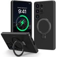 thumbnail image 1 of Dteck for Samsung Galaxy S23 Ultra Case with Stand, Slim Liquid Silicone Phone Cases for Samsung Galaxy S23 Ultra Compatible with MagSafe Magnetic Ring Kickstand Case Full Camera Protection,Black, 1 of 7