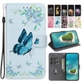 thumbnail image 1 of Dteck for Samsung Galaxy S23 Ultra Case Wallet with Card Holder and Wrist Strap Fashionable Cute Designs Flip Phone Cover for Samsung Galaxy S23 Ultra,Blue Butterfly, 1 of 7