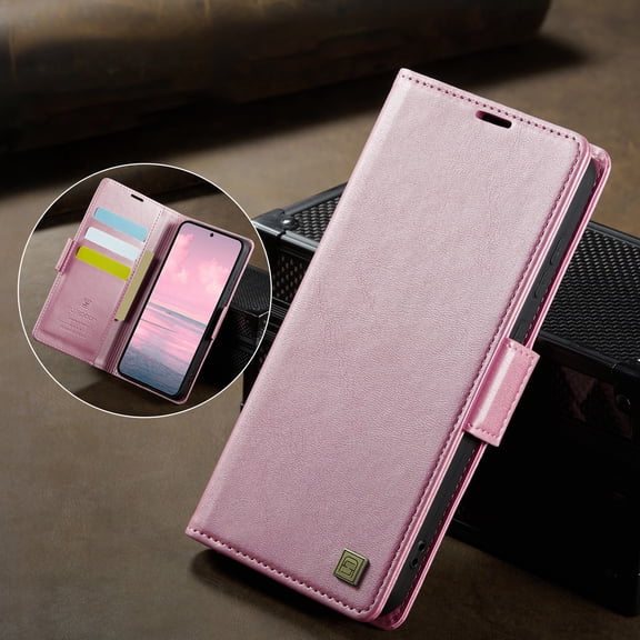 Dteck for Samsung Galaxy S23 Wallet Case, PU Leather Flip Folio Case with Card Holders RFID Blocking Kickstand Shockproof TPU Inner Shell Protective Phone Cover,Rosegold