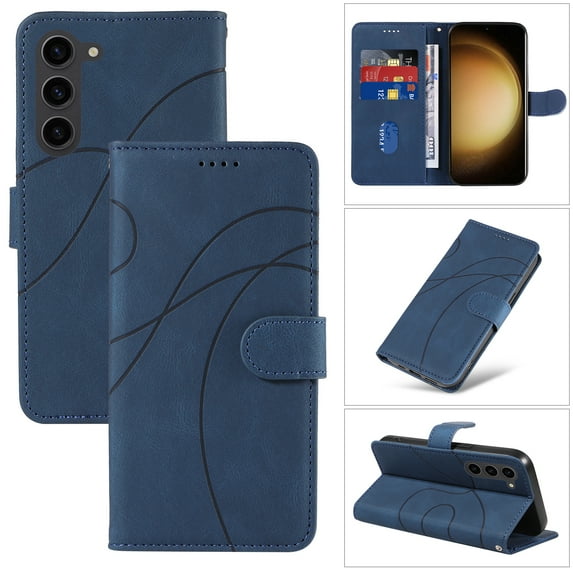 Dteck for Samsung Galaxy S23 Wallet Case, Premium PU Leather Flip Folio Card Holders Kickstand Book Folding Case with Detachable Wrist Strap Shockproof Protective Cover, darkblue