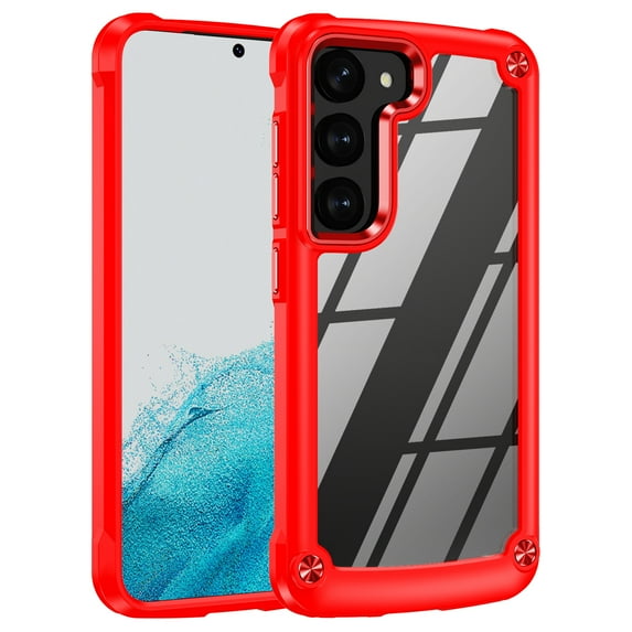 Dteck for Samsung Galaxy S24 Case(2024), Military-Grade Drop Protection Shockproof Soft Bumper & Clear Back Hard Slim Wireless Charging Case for Galaxy S24 Phone Case 6.8",Red