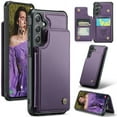 thumbnail image 1 of Dteck for Samsung Galaxy S24 Case with Card Holder, Magnetic Durable Leather Wallet Case for Women Men with RFID Blocking Kickstand Shockproof Cover for Galaxy S24,Purple, 1 of 10