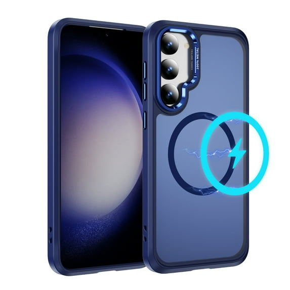 Dteck for Samsung Galaxy S24 Case with Magnetic, Compatible with MagSafe, Military Drop Protection Slim Translucent Matte Shockproof with Anti-Fingerprint Phone Case,Deep Blue