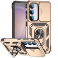 thumbnail image 1 of Dteck for Samsung Galaxy S24 Case with Sliding Camera Lens Protector, Military Grade Rugged Shockproof Heavy Duty Galaxy S24 Protective Cover with Magnetic Ring Kickstand,Gold, 1 of 8
