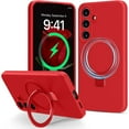 thumbnail image 1 of Dteck for Samsung Galaxy S24+ Case with Stand, Slim Liquid Silicone Phone Cases for Samsung Galaxy S24 Plus Compatible with MagSafe Magnetic Ring Kickstand Case Full Camera Protection,Red, 1 of 7