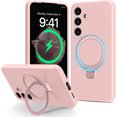 thumbnail image 1 of Dteck for Samsung Galaxy S24 Case with Stand, Slim Liquid Silicone Phone Cases for Samsung Galaxy S24 5G Compatible with MagSafe Magnetic Ring Kickstand Case Full Camera Protection,Pink, 1 of 7
