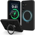 thumbnail image 1 of Dteck for Samsung Galaxy S24 Case with Stand, Slim Liquid Silicone Phone Cases for Samsung Galaxy S24 5G Compatible with MagSafe Magnetic Ring Kickstand Case Full Camera Protection,Black, 1 of 7