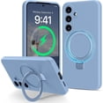 thumbnail image 1 of Dteck for Samsung Galaxy S24+ Case with Stand, Slim Liquid Silicone Phone Cases for Samsung Galaxy S24 Plus Compatible with MagSafe Magnetic Ring Kickstand Case Full Camera Protection,Blue, 1 of 7