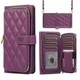 thumbnail image 1 of Dteck for Samsung Galaxy S24 Case Wallet Multi Zipper Purse with Card Holder Slots, Samsung S24 5G Flip Folio Case with Crossbody Wrist Strap for Women,Deep Purple, 1 of 7