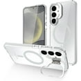 thumbnail image 1 of Dteck Samsung Galaxy S24 Clear Case with Camera Cover Stand,Military Grade Protection Compatible with MagSafe Slim Shockproof Magnetic Case Cover for Samsung Galaxy S24 ,White, 1 of 6