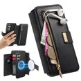 thumbnail image 1 of Dteck for Samsung Galaxy S24 FE 5G Wallet Case with Card Holder, RFID Blocking PU Leather Flip Cover Ring Holder Zipper Credit Card Slots, 2 in 1 Detachable Phone Case Compatible with MagSafe,Black, 1 of 10